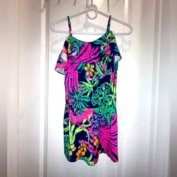 Lilly Pulitzer Klea Off The Shoulder Romper Indigo All Aglow Womens - Picture 2 of 5